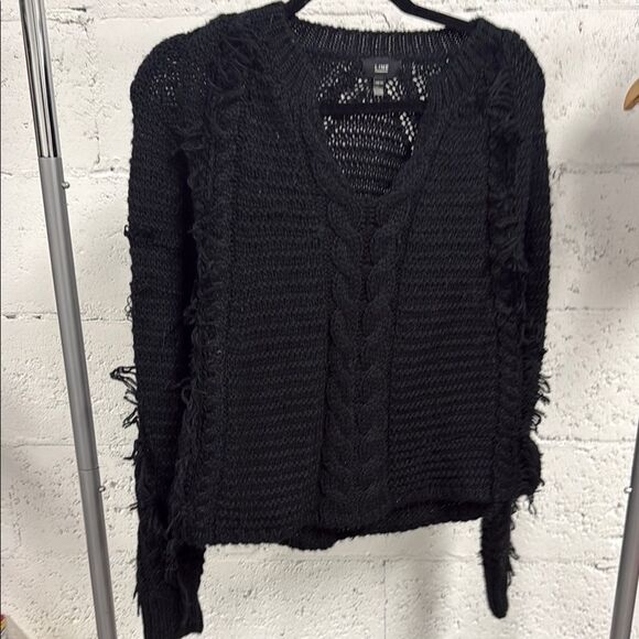Sweaters - LINE Black Cable Knit Sweater - Fringed - Size XS - BRAND NEW Sweater